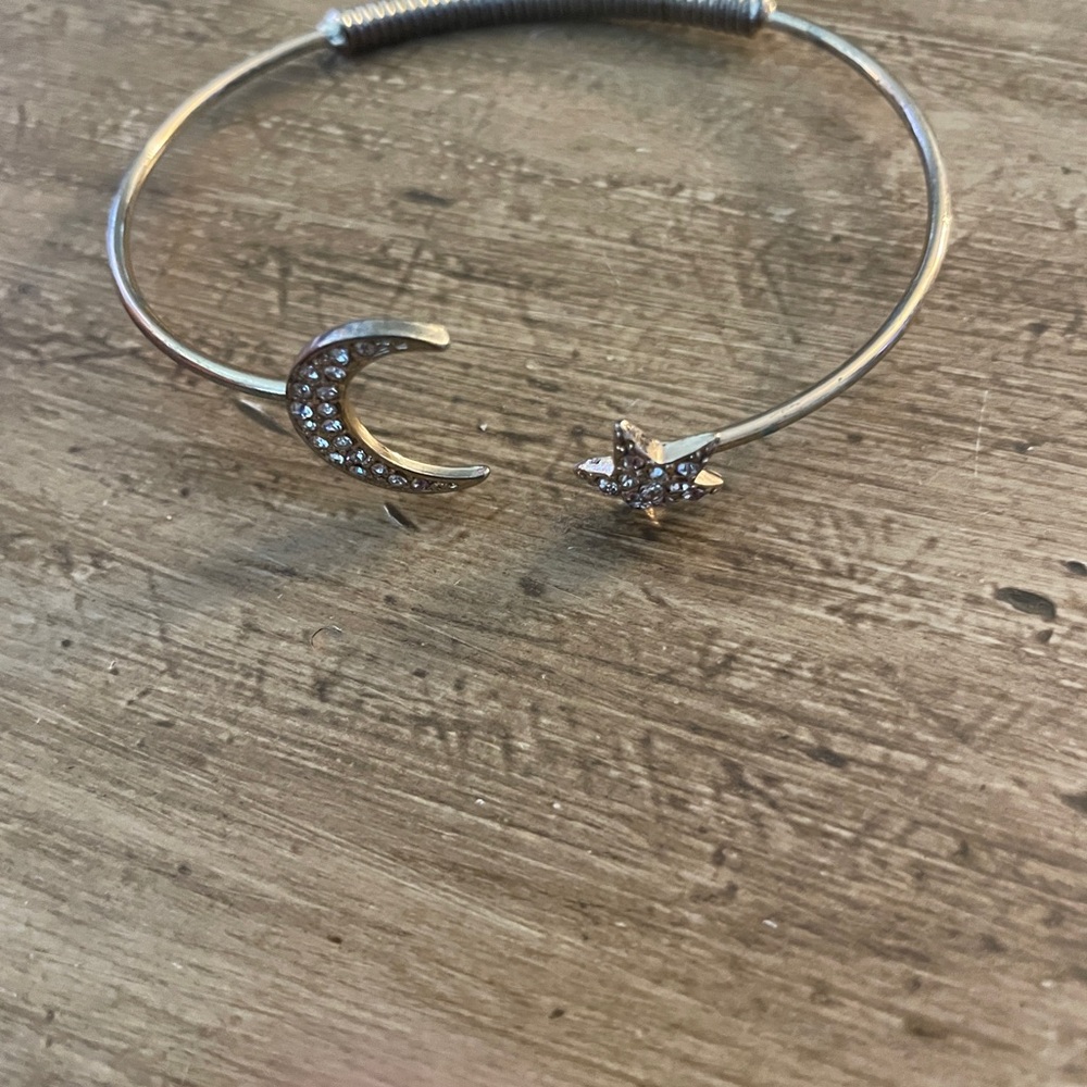 Cute Silver Moon and Star Bracelet